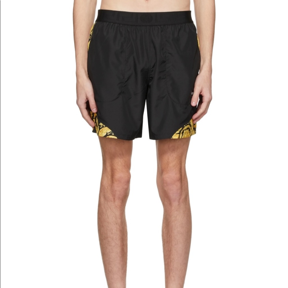 VERSACE - Black Barocco Swim Shorts